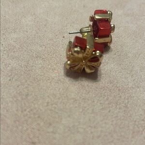 Red and Gold  Bow Earrings